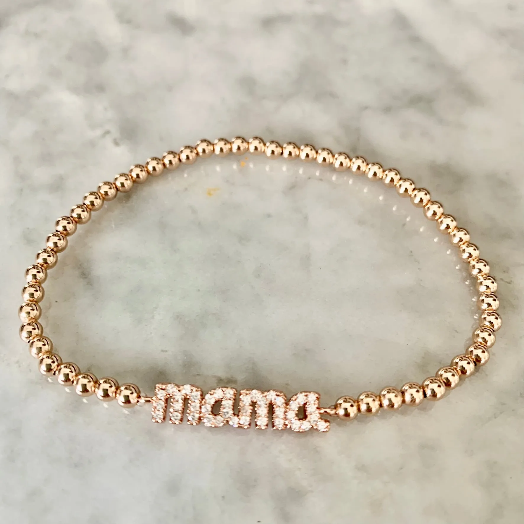 4mm Beaded "MAMA" Bracelet