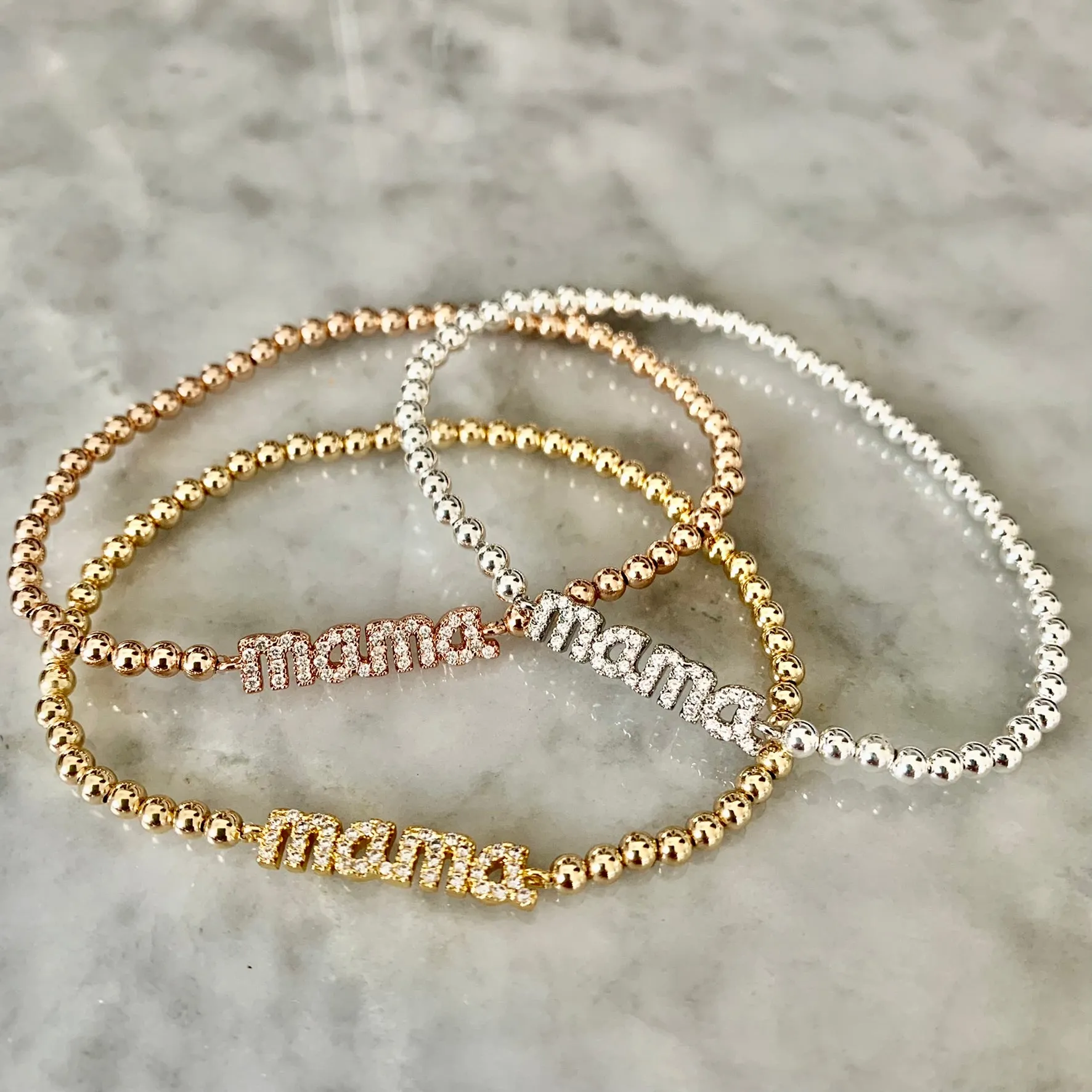 4mm Beaded "MAMA" Bracelet