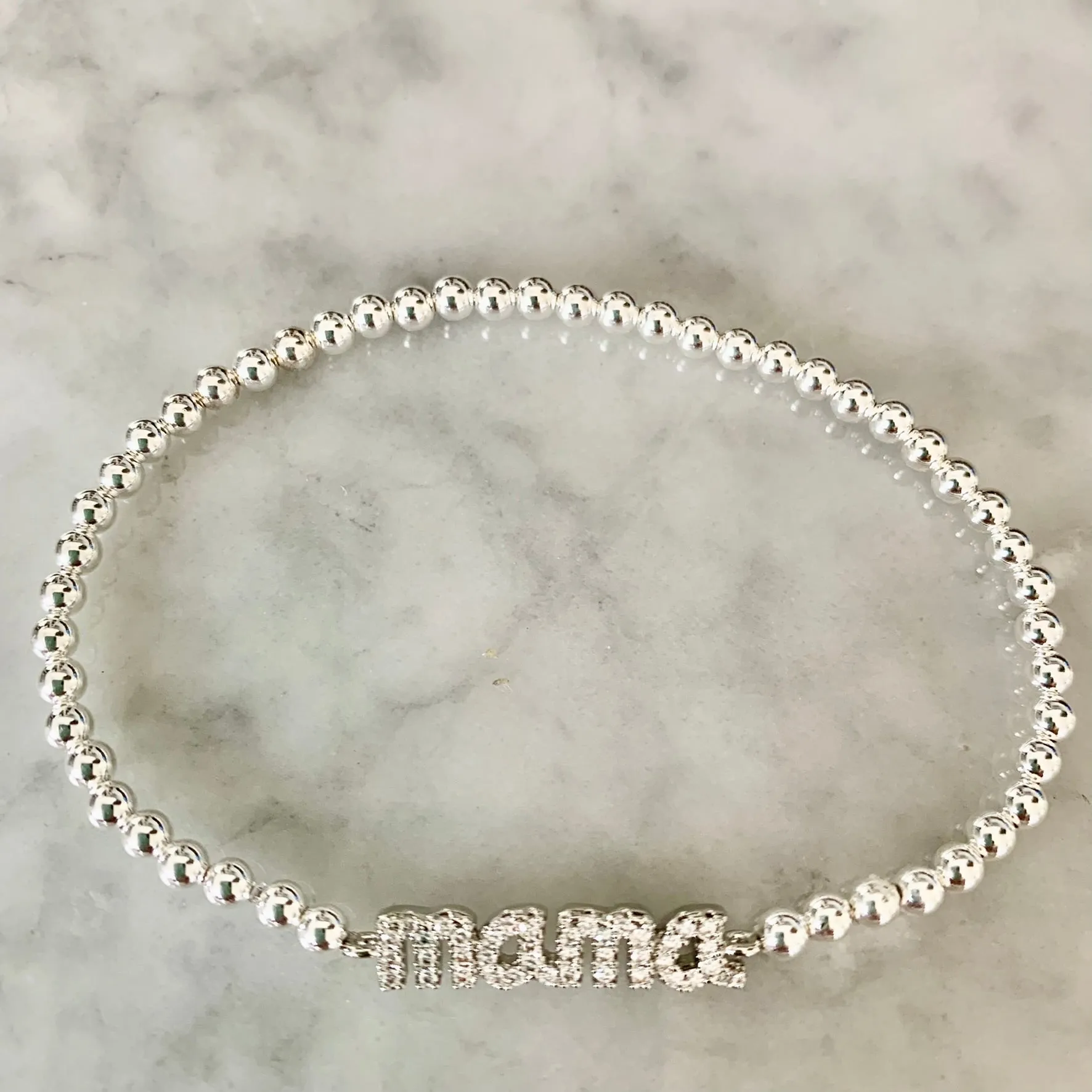 4mm Beaded "MAMA" Bracelet