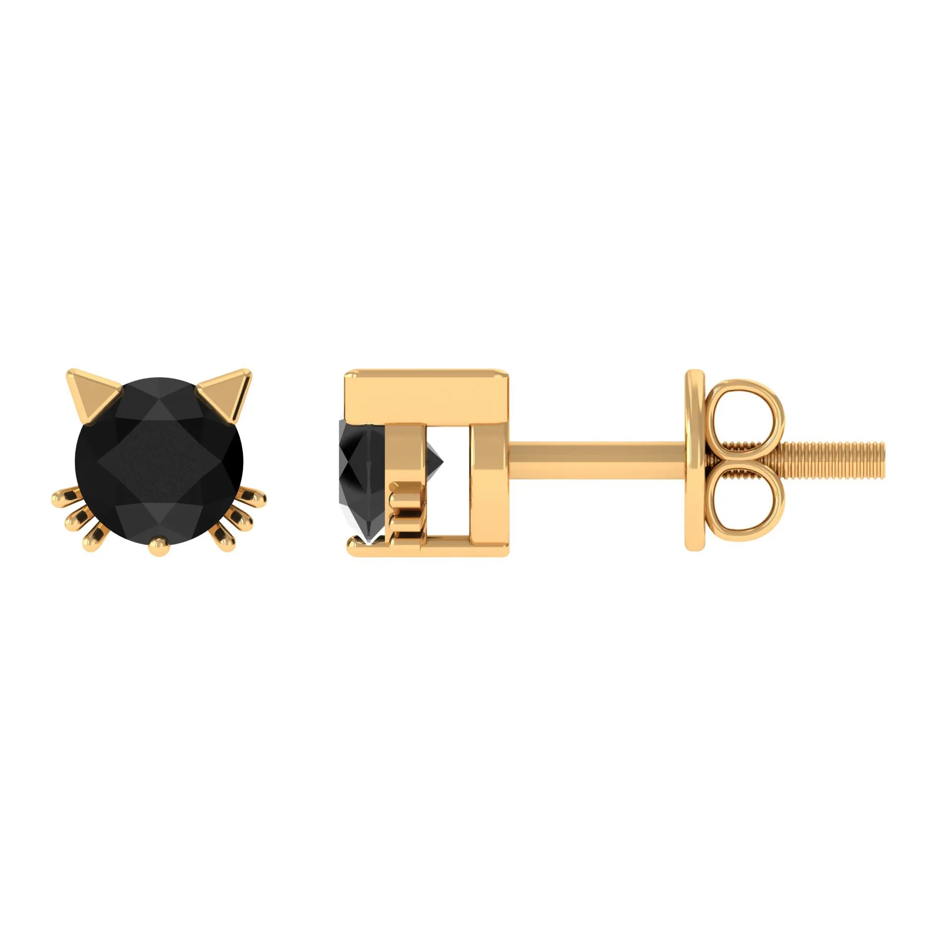 5 MM Round Lab Created Black Diamond Solitaire Cat Stud Earrings