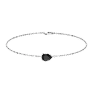5X7 MM Bezel Set Pear Cut Solitaire Black Diamond Chain Bracelet