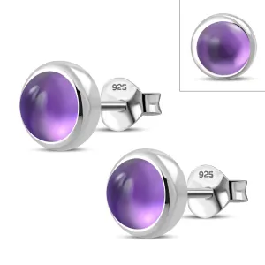 6.50mm | Amethyst Round Sterling Silver Stud Earrings