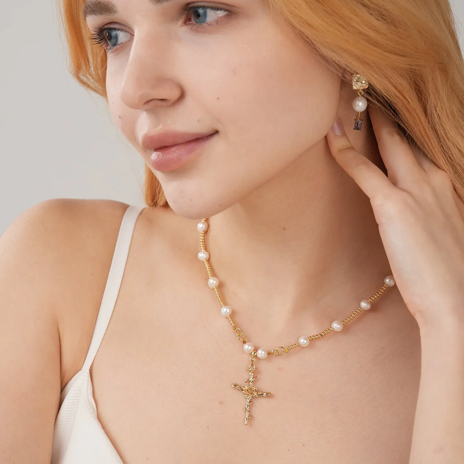 7.5-8mm Pearl Personalized Birthday Flower Pendant Necklace