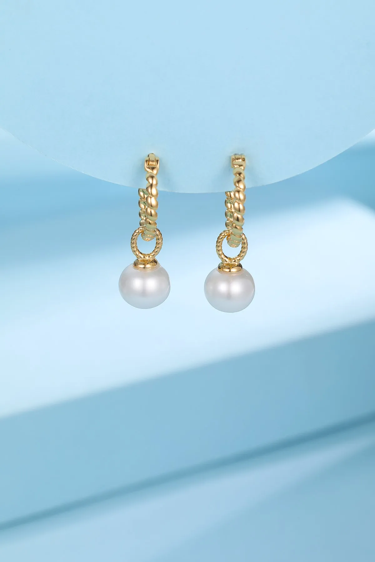8-9mm Freshwater Pearl & Twist Hoop Detachable Earrings