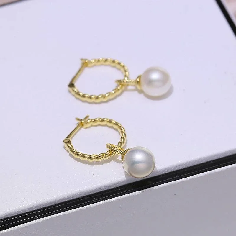8-9mm Freshwater Pearl & Twist Hoop Detachable Earrings