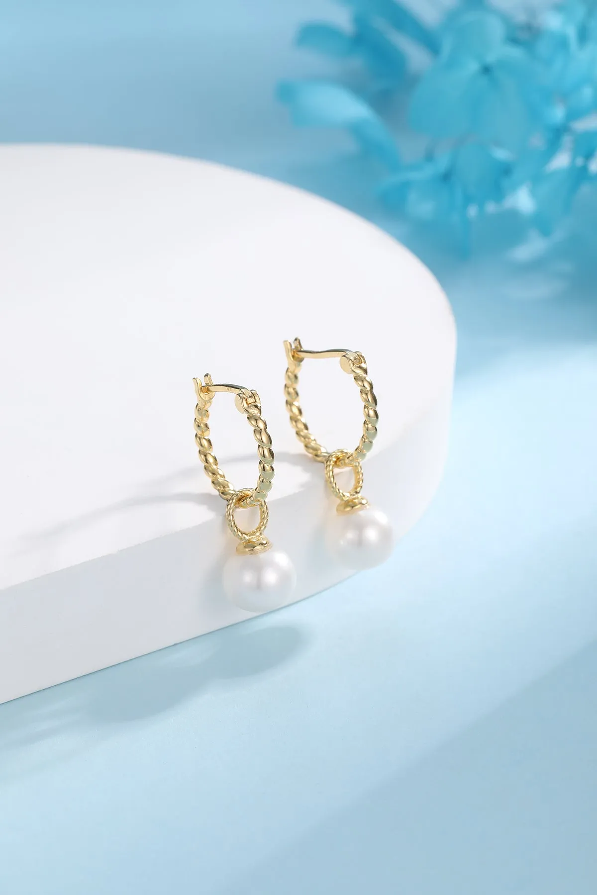 8-9mm Freshwater Pearl & Twist Hoop Detachable Earrings