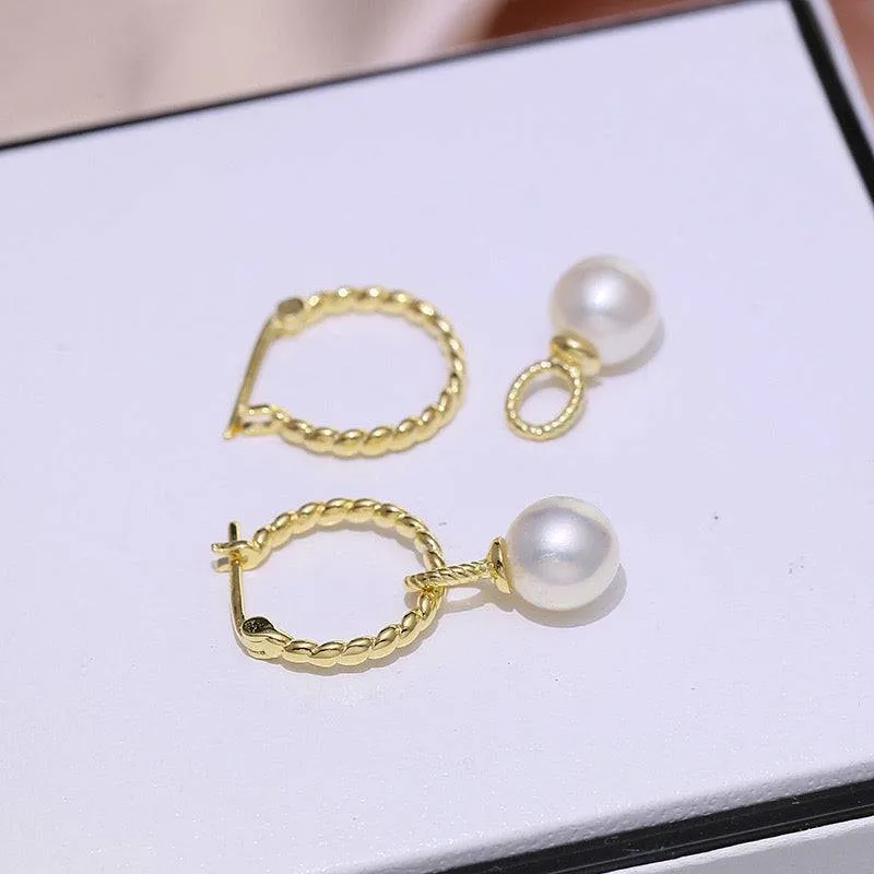 8-9mm Freshwater Pearl & Twist Hoop Detachable Earrings