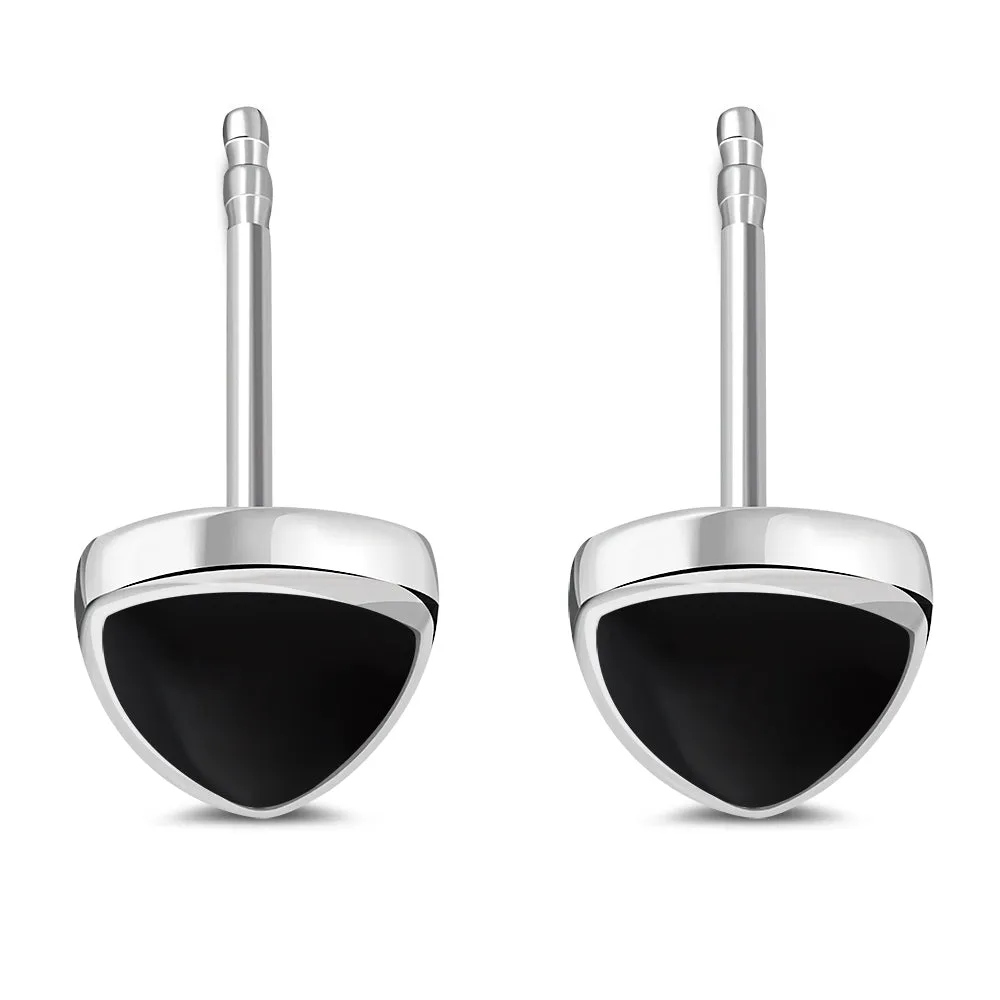9.00mm | Black Onyx Reuleaux Triangle Silver Stud Earrings