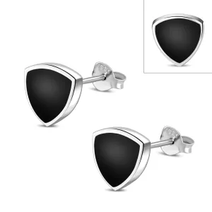 9.00mm | Black Onyx Reuleaux Triangle Silver Stud Earrings