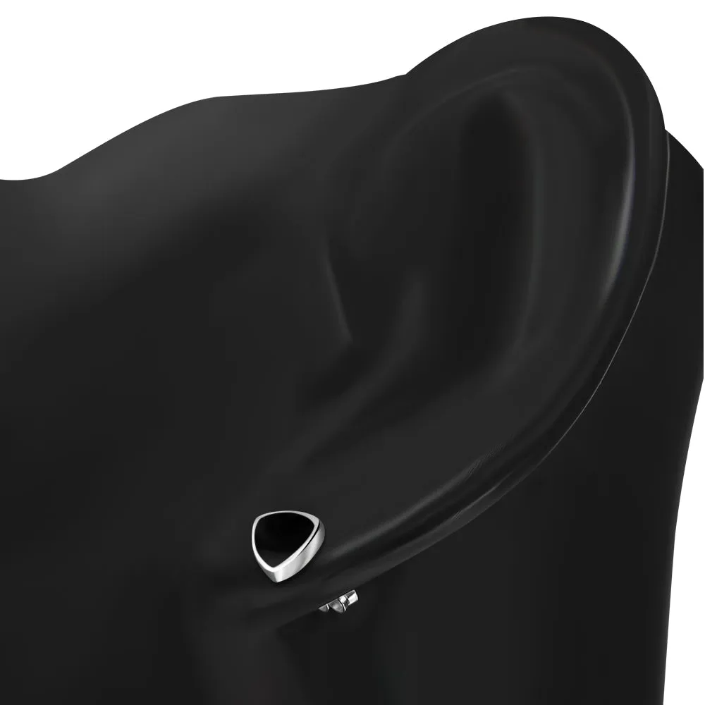 9.00mm | Black Onyx Reuleaux Triangle Silver Stud Earrings