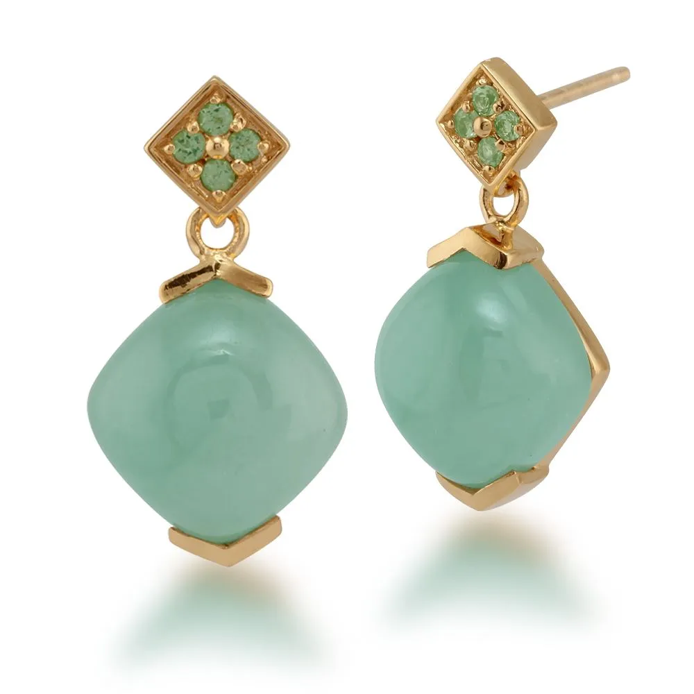 925er Sterlingsilber Jade & Peridot Fallen/ Lang Ohrringe