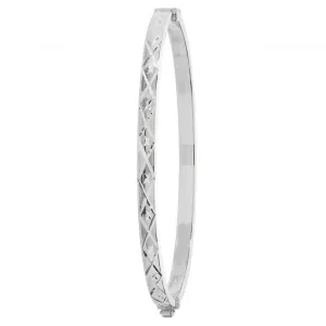Acotis Silver Bangle Oval Dia Cut Hinged G4284