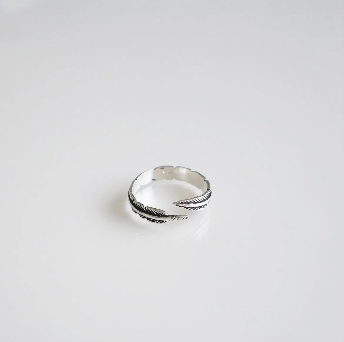 Adjustable Wrap Around Feather Toe/ Middy .925 Sterling Silver Ring