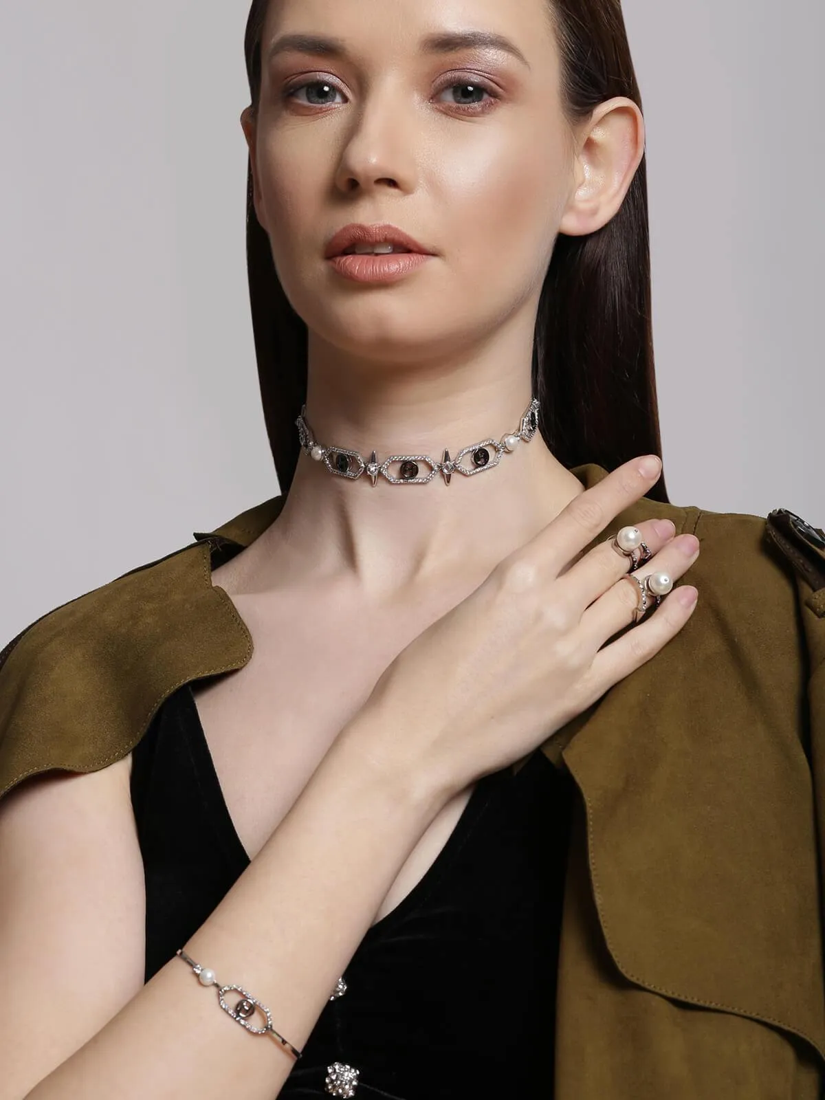 Ananya Pandey in OH Celeste Sirius Embellished Choker Necklace