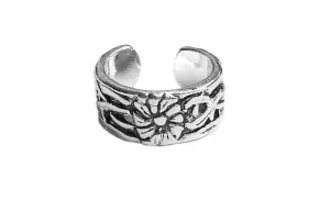 Antique Flower Toe Ring - Silver