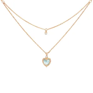 Aquamarine & Pearl Gold Layered Necklace - Miracle