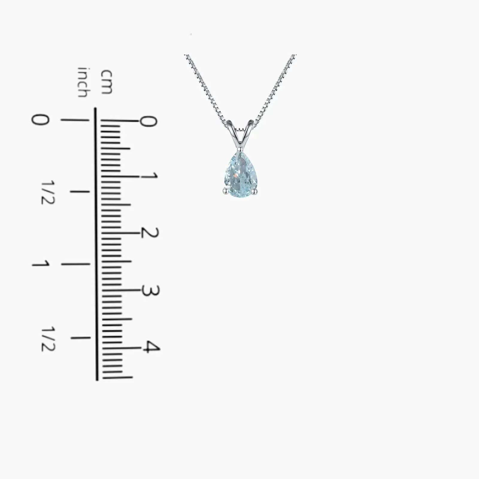 Aquamarine Pear Shape Pendant Necklace - 925 Sterling Silver
