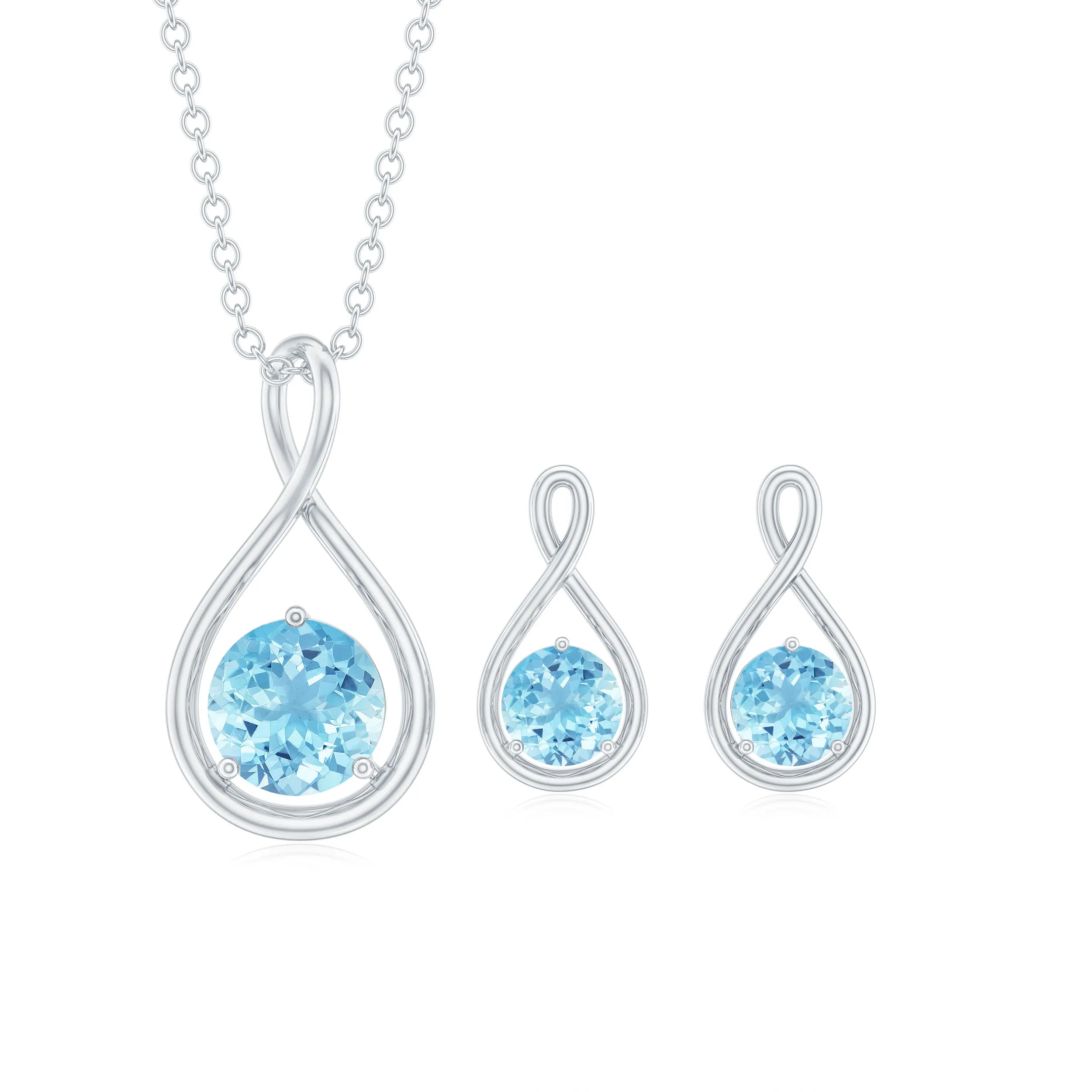 Aquamarine Solitaire and Gold Infinity Jewelry Set