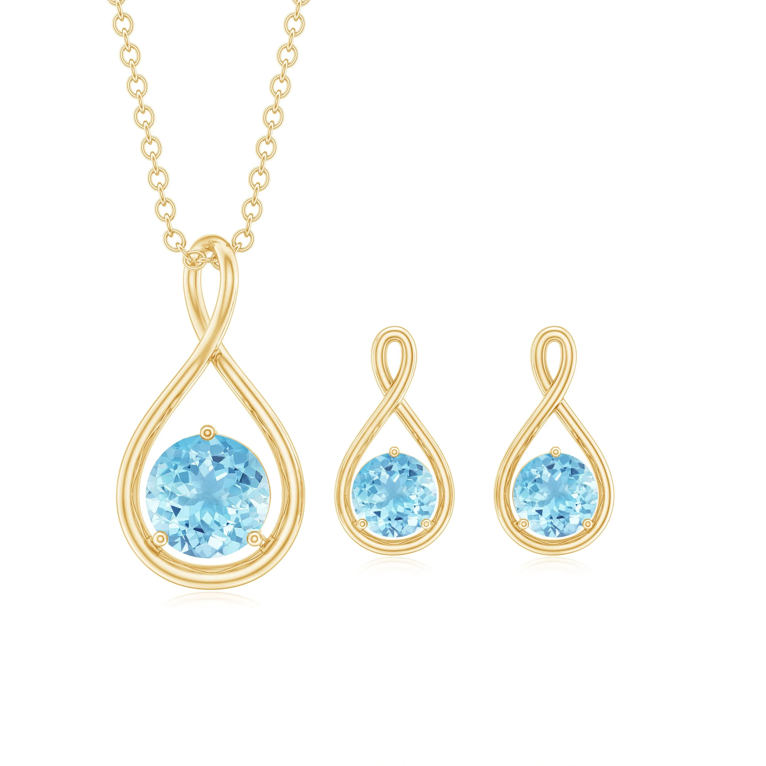 Aquamarine Solitaire and Gold Infinity Jewelry Set