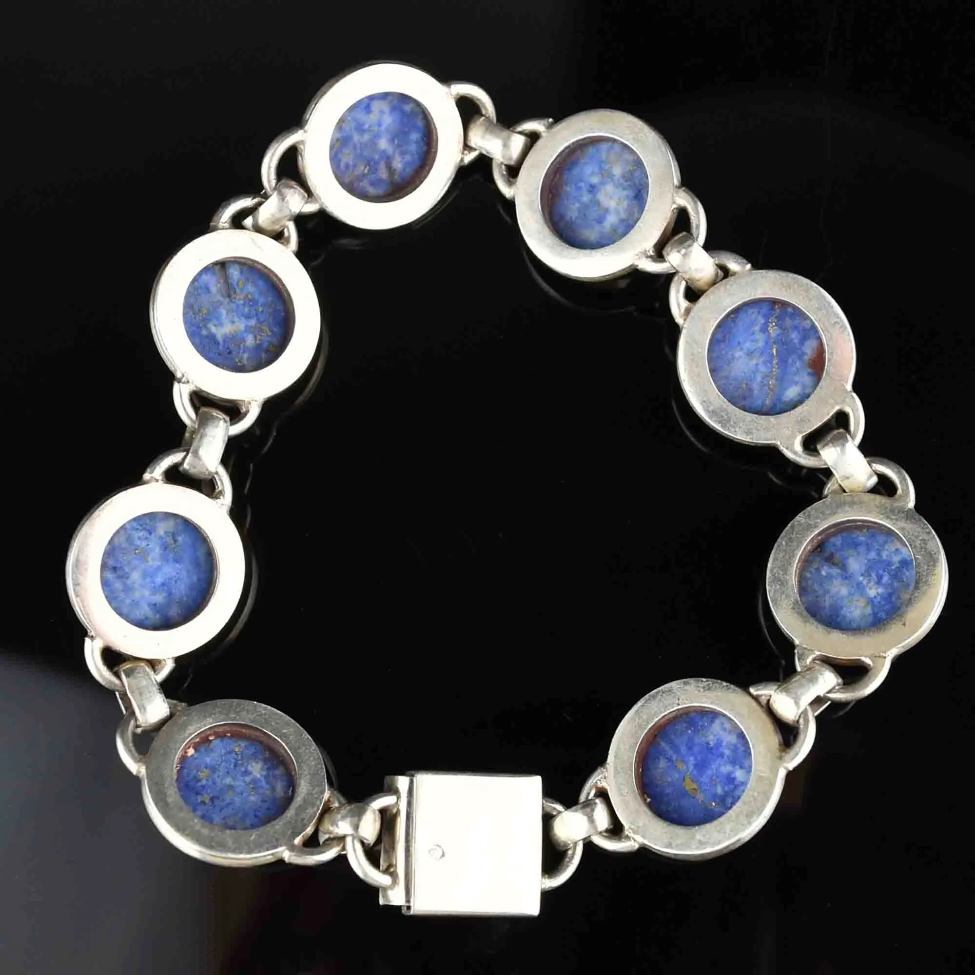 Arts and Crafts Style Silver Sodalite Bracelet