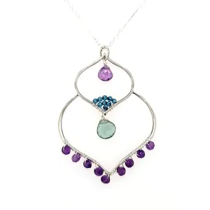 AVF Silver Moroccan Inspired Amethyst, Grandidierite & Blue Quartz Necklace (SI3690)