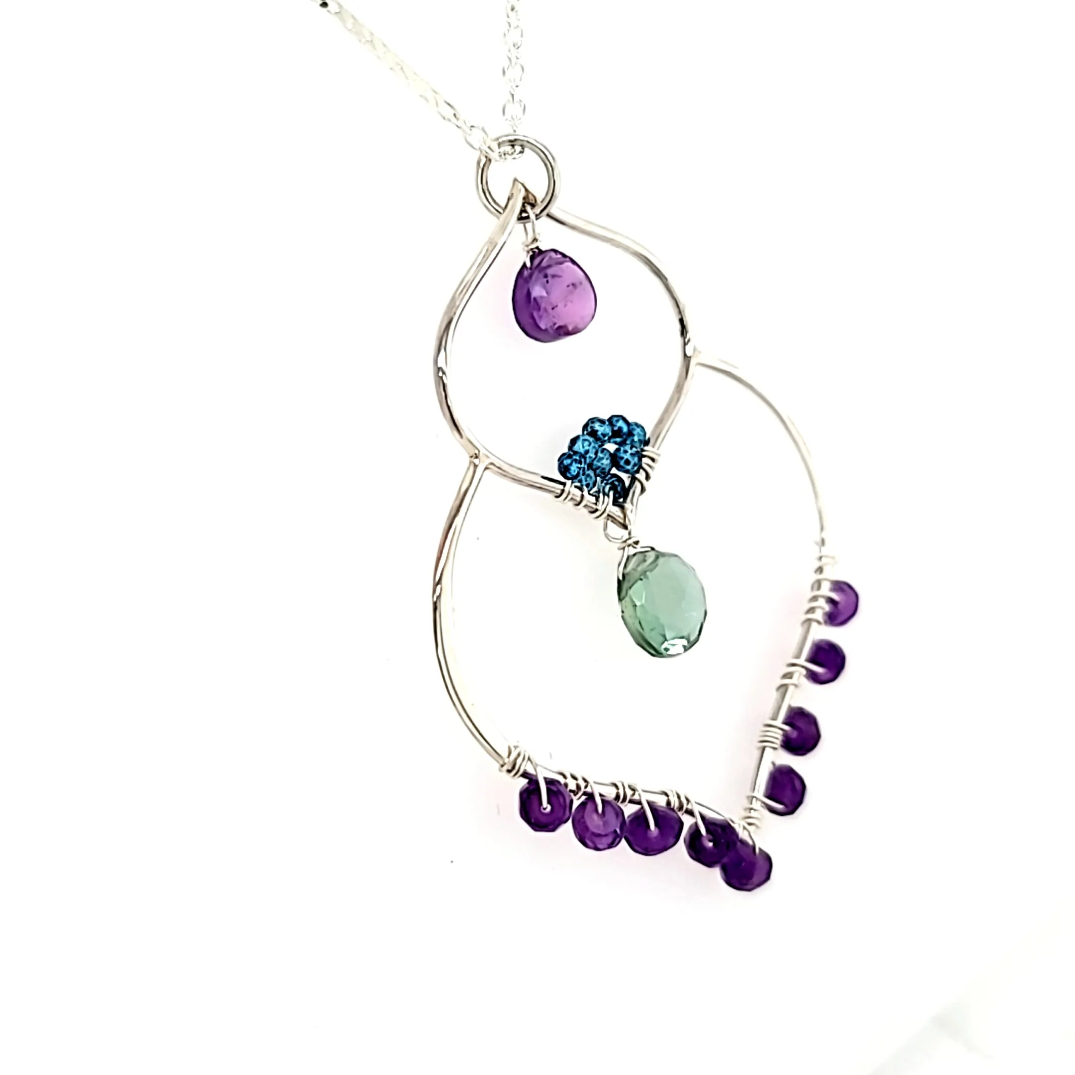 AVF Silver Moroccan Inspired Amethyst, Grandidierite & Blue Quartz Necklace (SI3690)