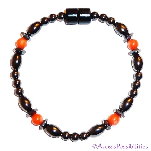 Bamboo Coral Hex And Rice Magnetite Magnetic Bracelet