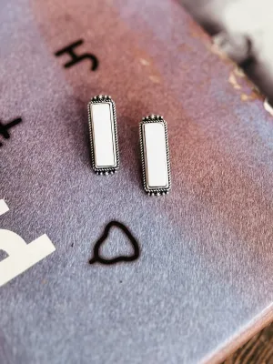 Bar White Turquoise Stud Earrings