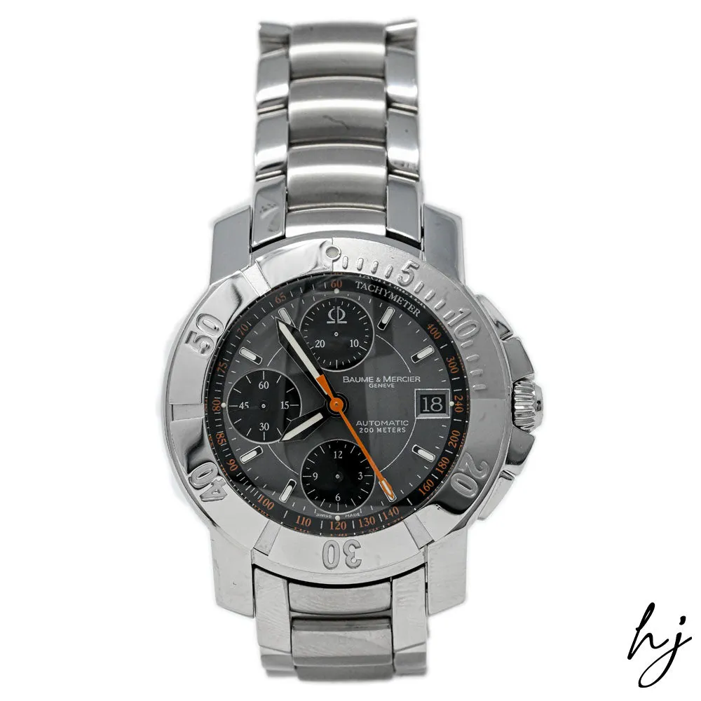 Baume & Mercier Capeland Stainless Steel 38mm Gray Chronograph Dial Watch Reference # 65405