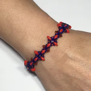 Bead Kit to Make "Oh, My Stars! Bracelet" Red / Blue with Free Tutorial starting at $9.99
