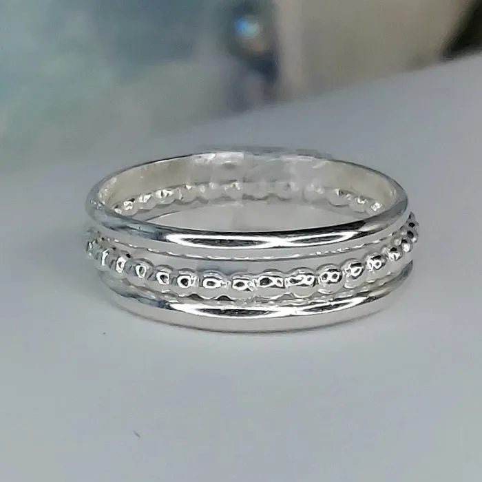 Beaded Berri & Classic Bands (sterling silver)