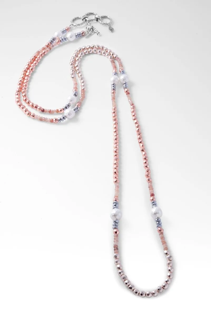 Beaded Coated Strawberry Quartz Necklace™ in Watermark