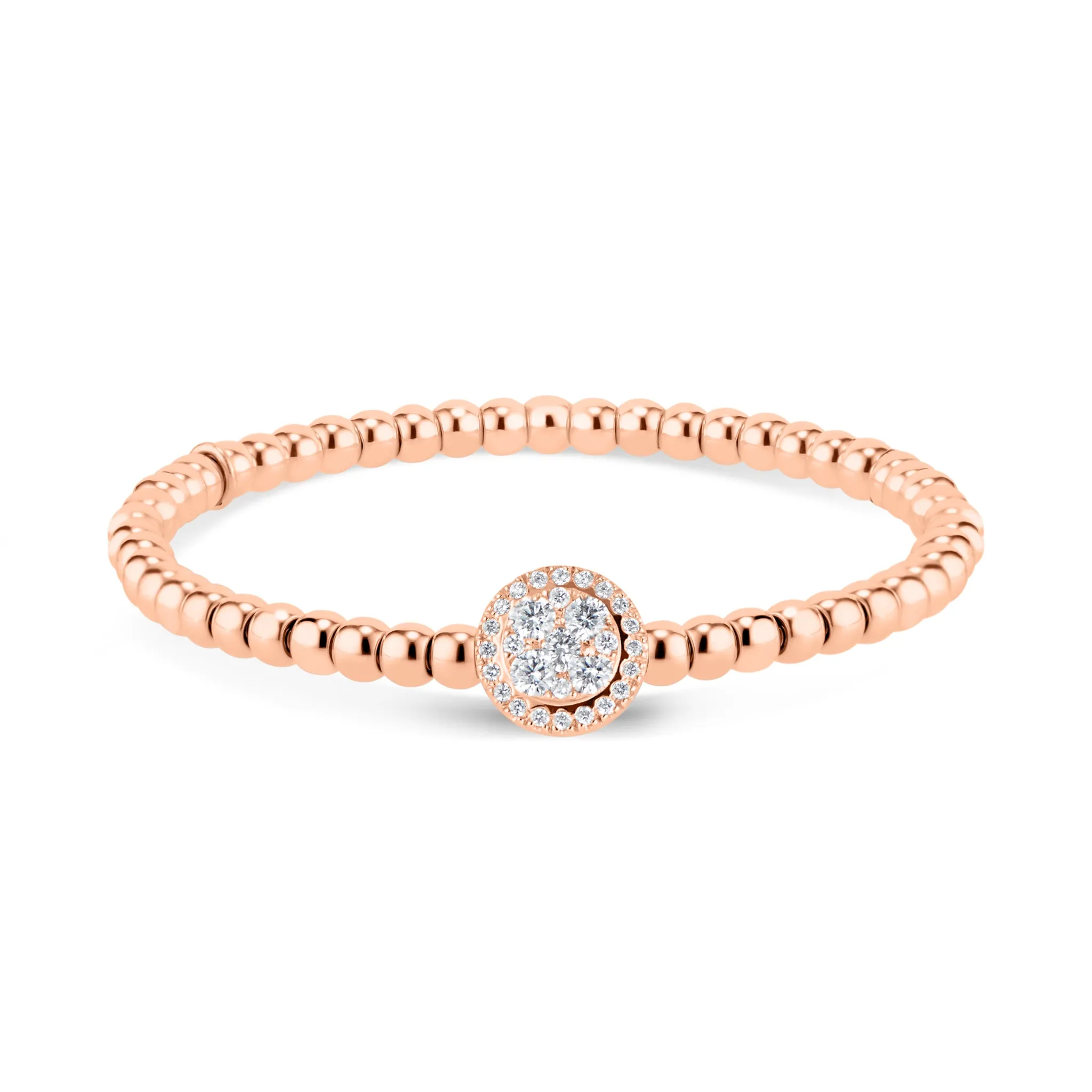 Beaded Gold Bracelet with Diamond Halo Accent