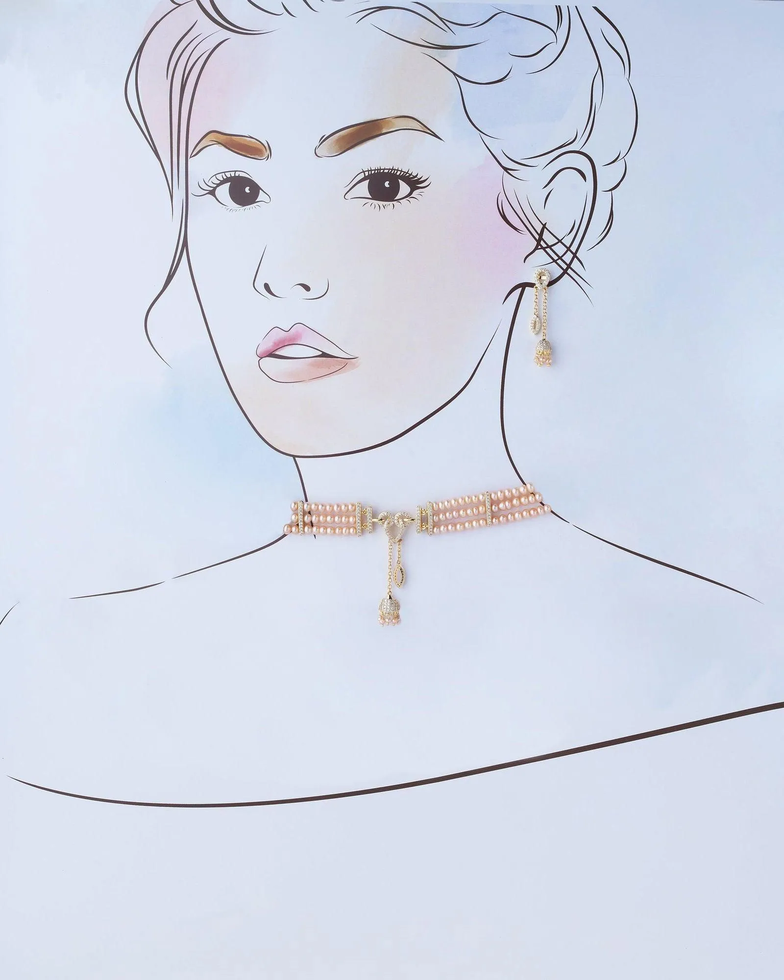 Beautiful Pearl Necklace Set