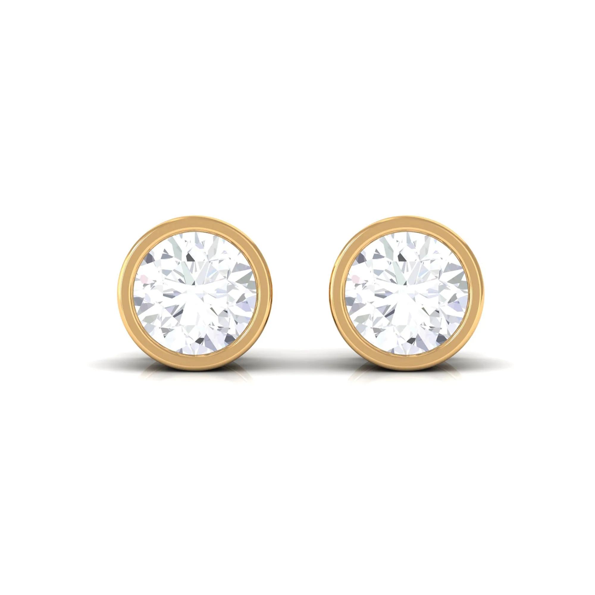 Bezel Set Moissanite Solitaire Stud Earrings for Women