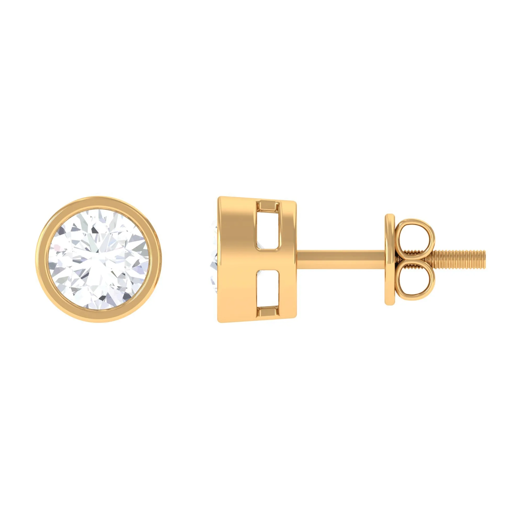 Bezel Set Moissanite Solitaire Stud Earrings for Women