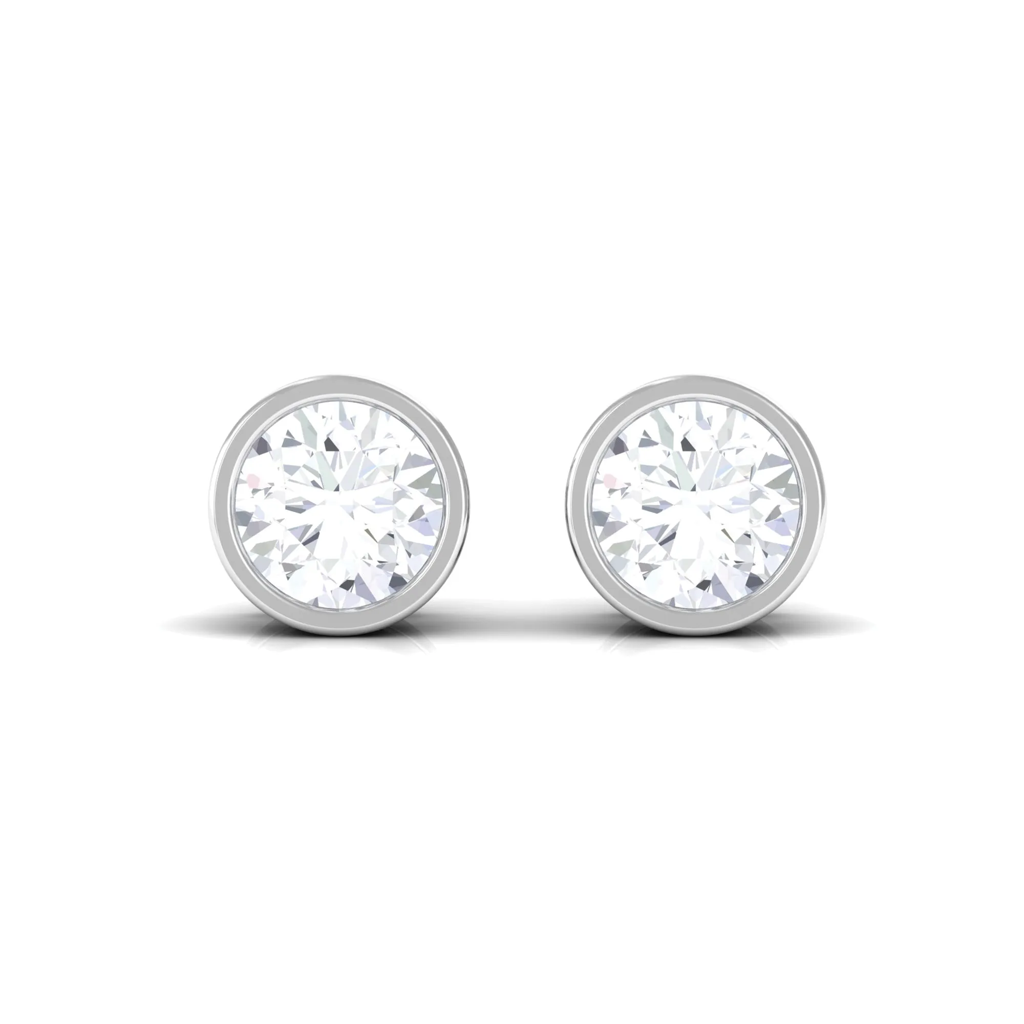 Bezel Set Moissanite Solitaire Stud Earrings for Women
