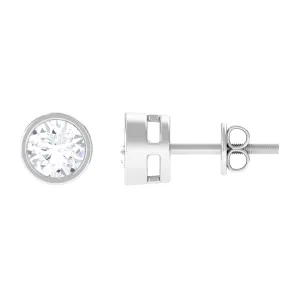Bezel Set Moissanite Solitaire Stud Earrings for Women