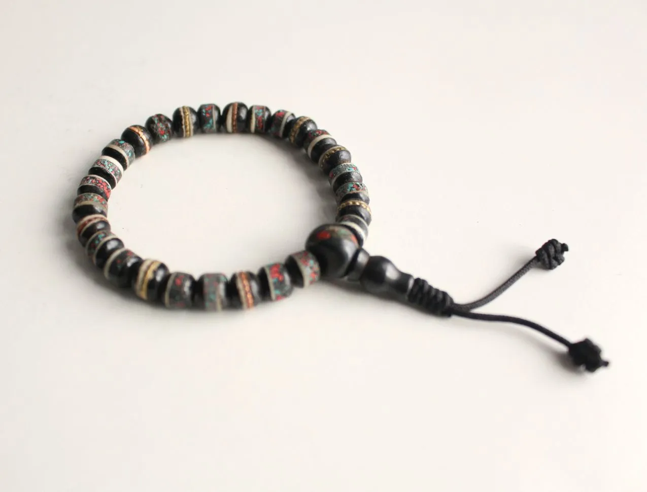 Black Bone Inlaid Wrist Mala