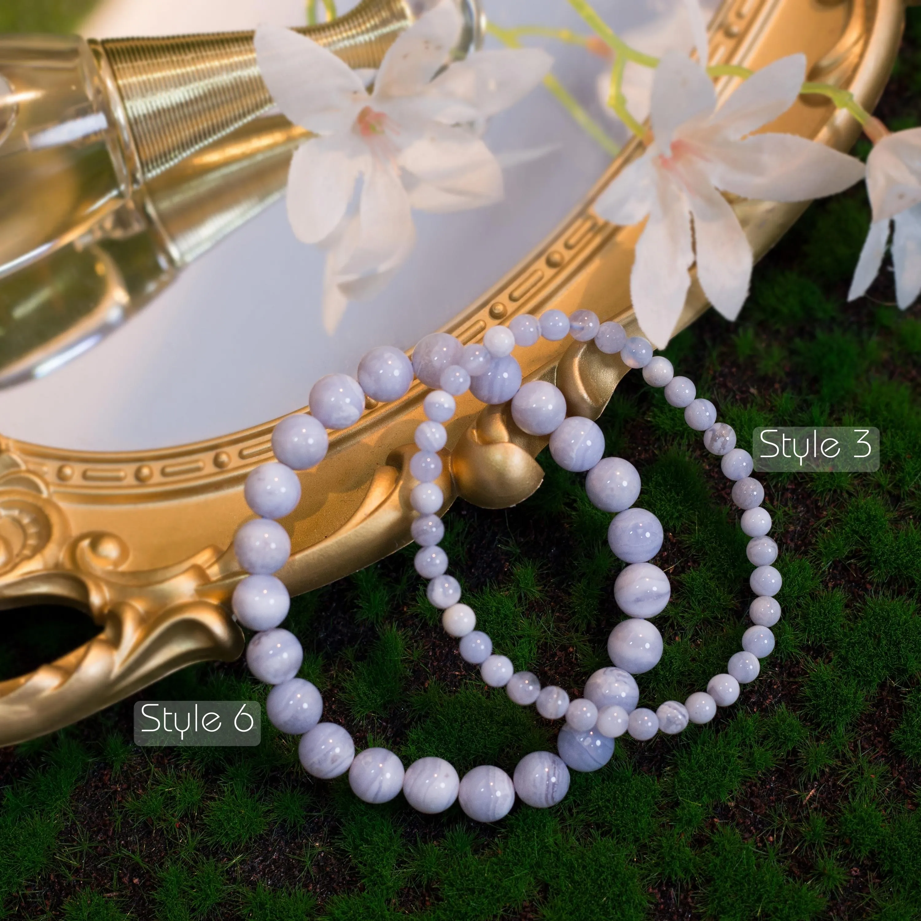 Blue & White Moonstone Blue Lace Agate Build-Your-Own Bracelet Set