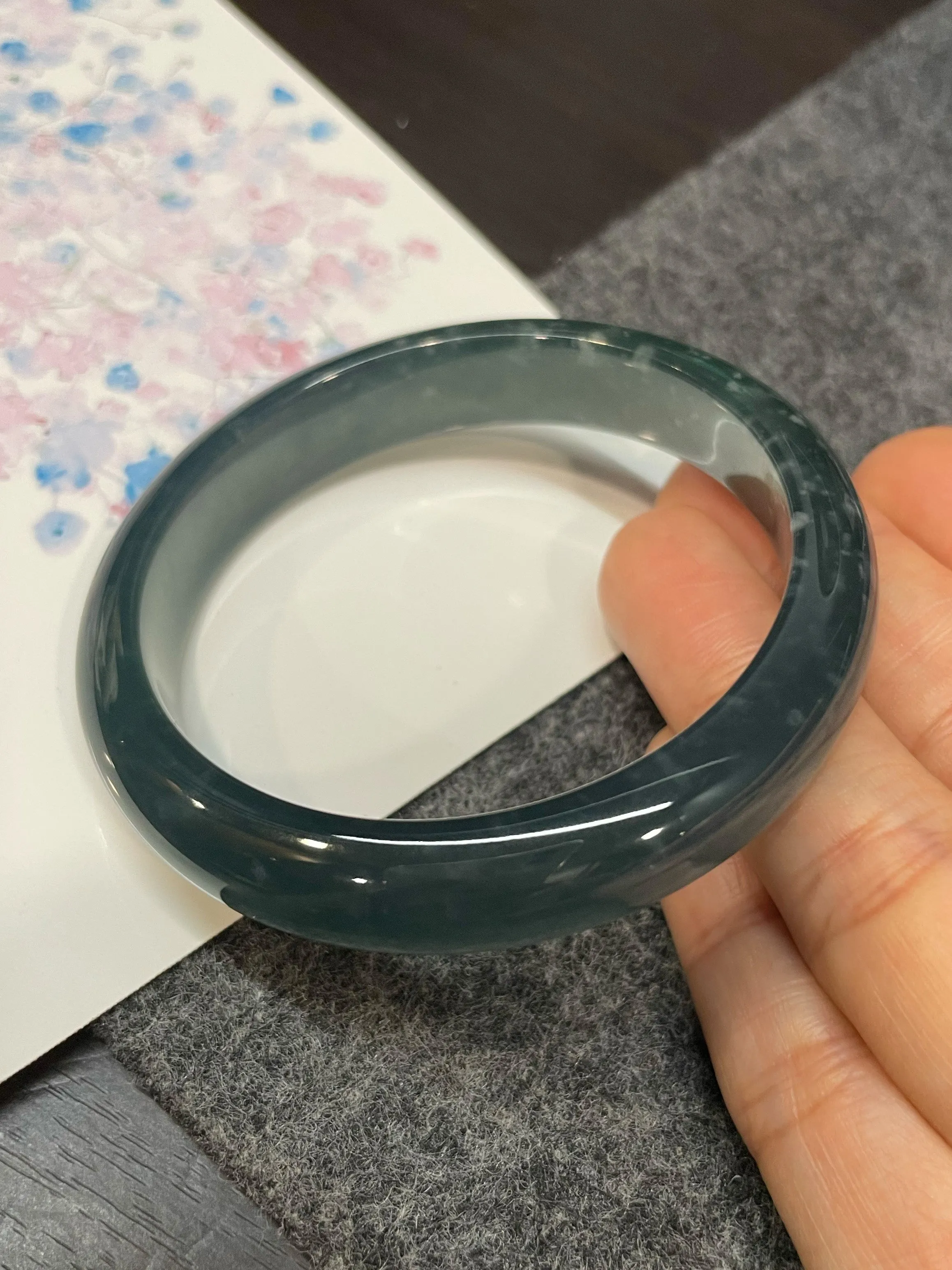 Blue Jade Bangle | 55mm (NJBA168)
