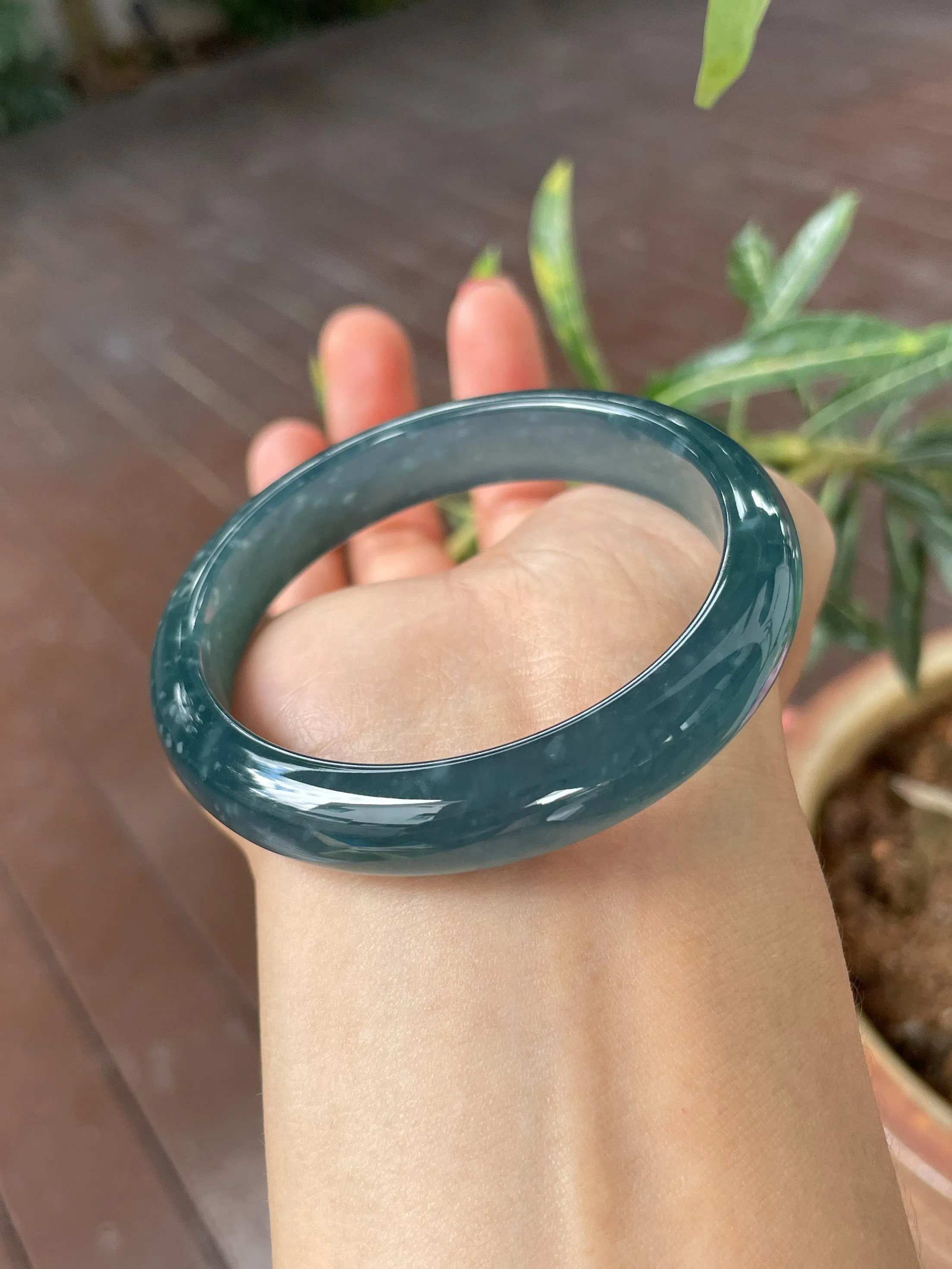 Blue Jade Bangle | 55mm (NJBA168)