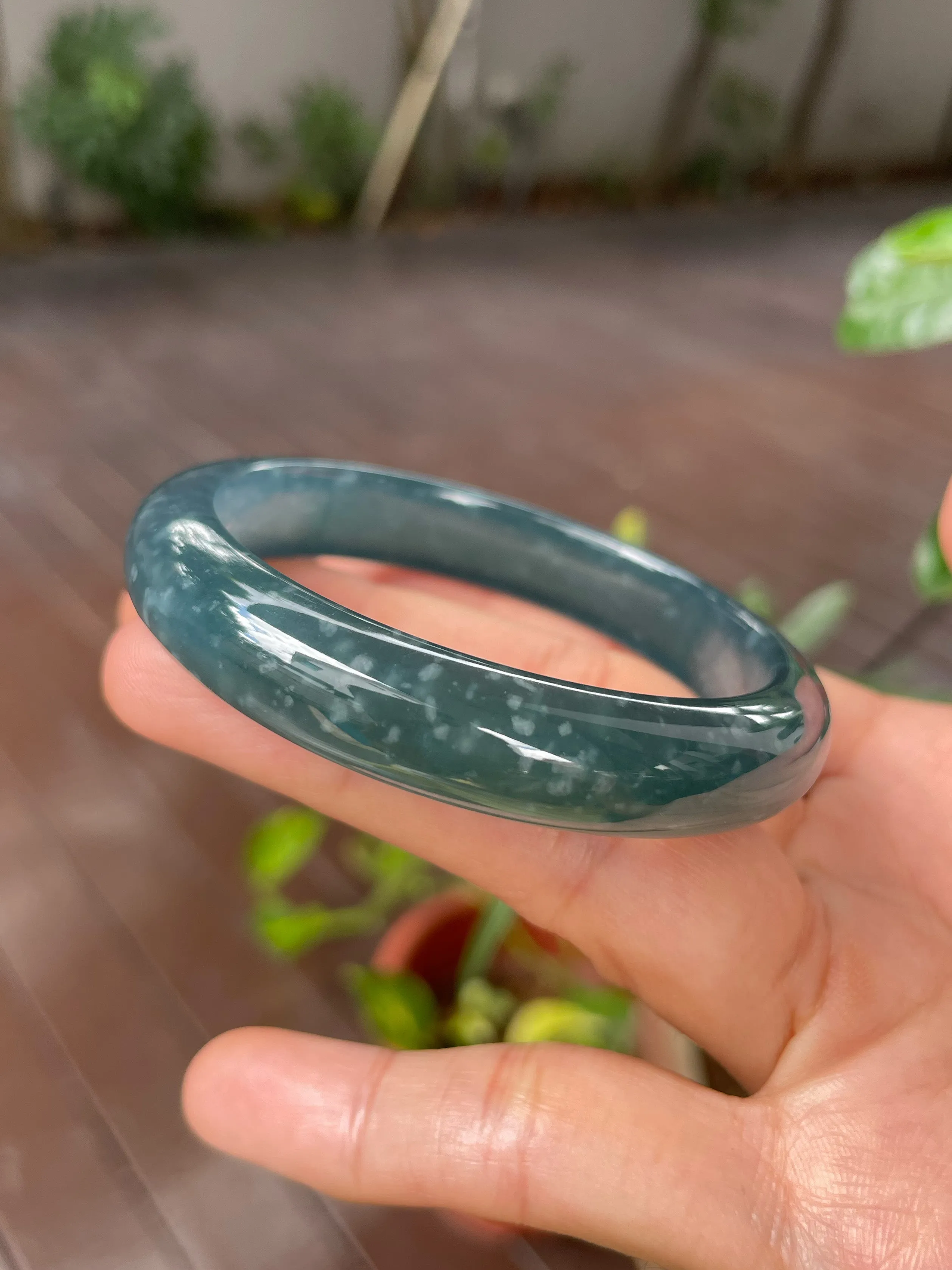 Blue Jade Bangle | 55mm (NJBA168)