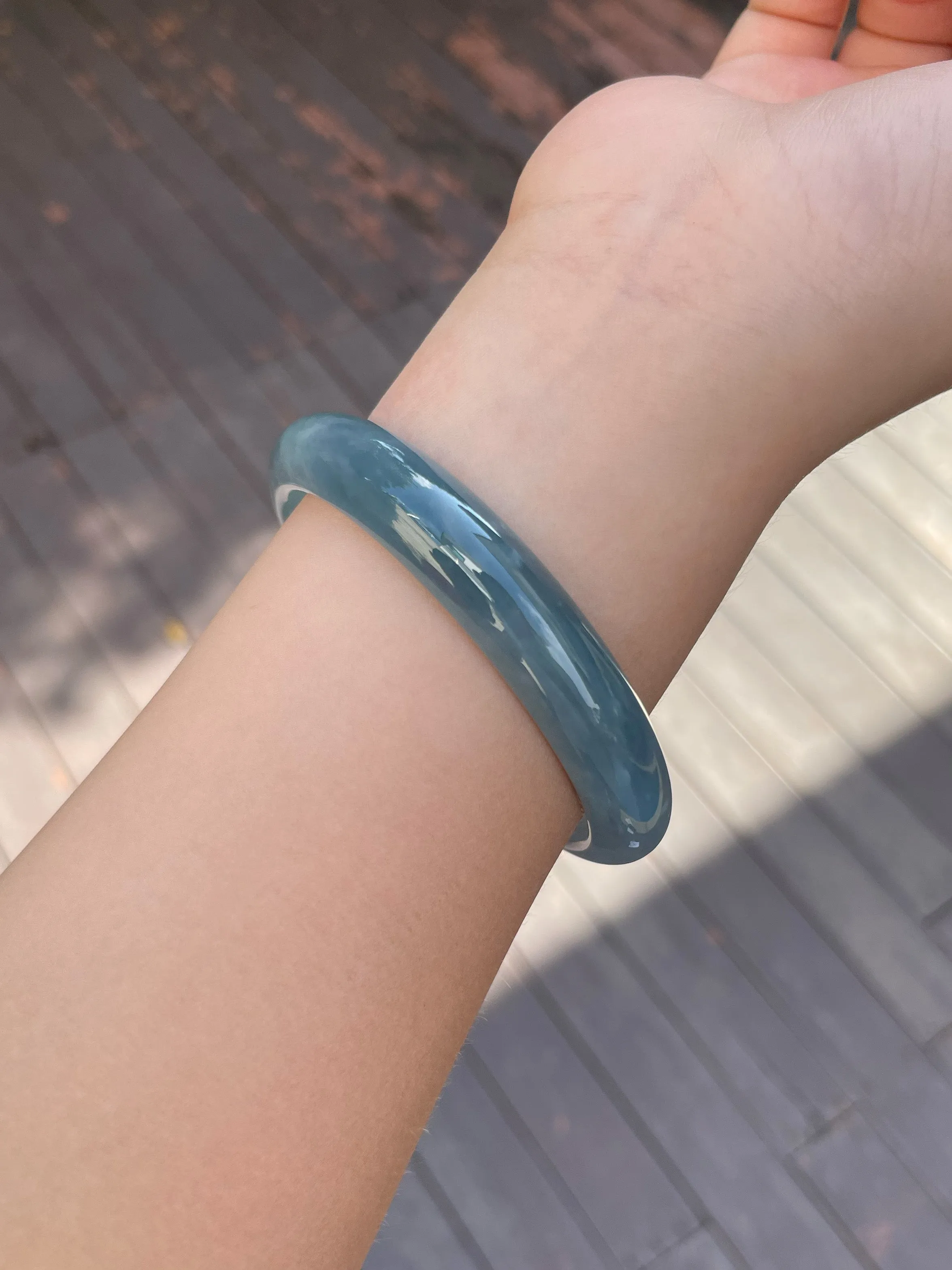 Blue Jade Bangle | 60mm (NJBA076)