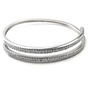 Brass Bangle with AAA Grade CZ in Clear for Women Style 7X352