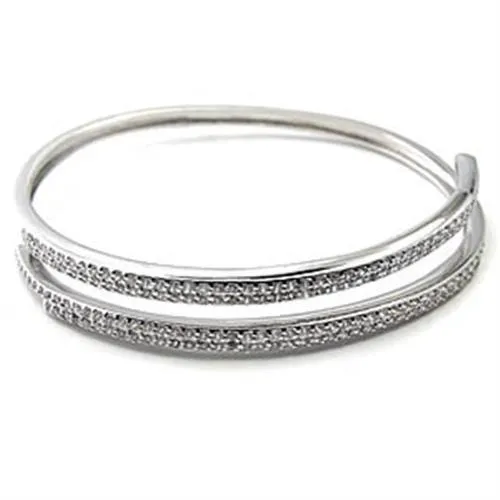 Brass Bangle with AAA Grade CZ in Clear for Women Style 7X352