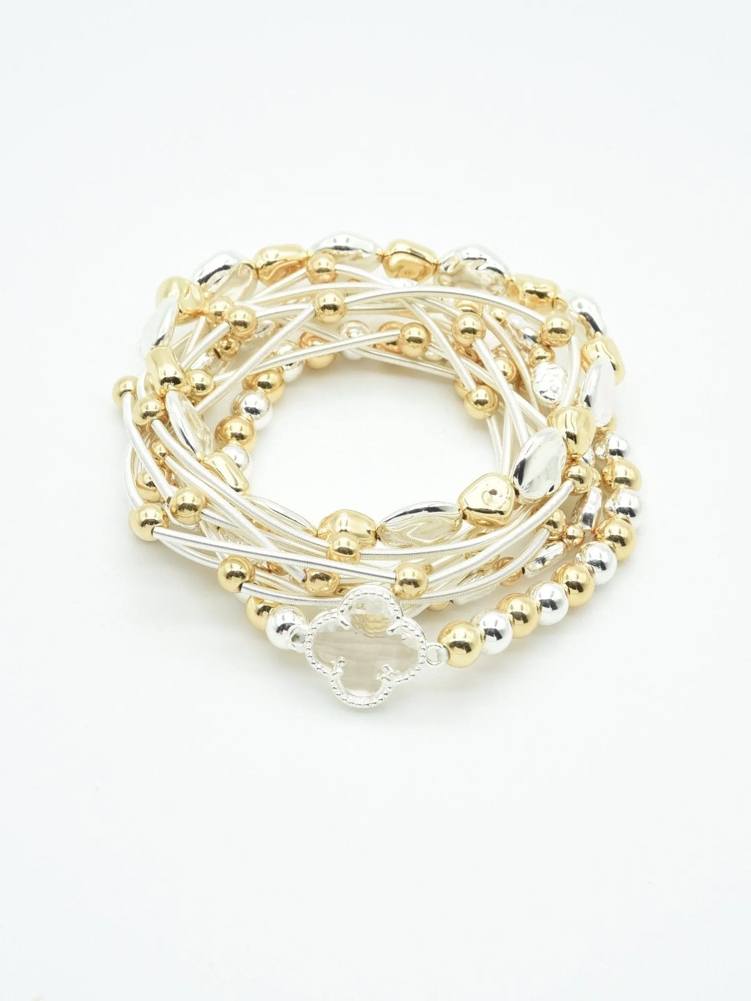 CB2214 Multi Clover Coil Beaded Bracelet