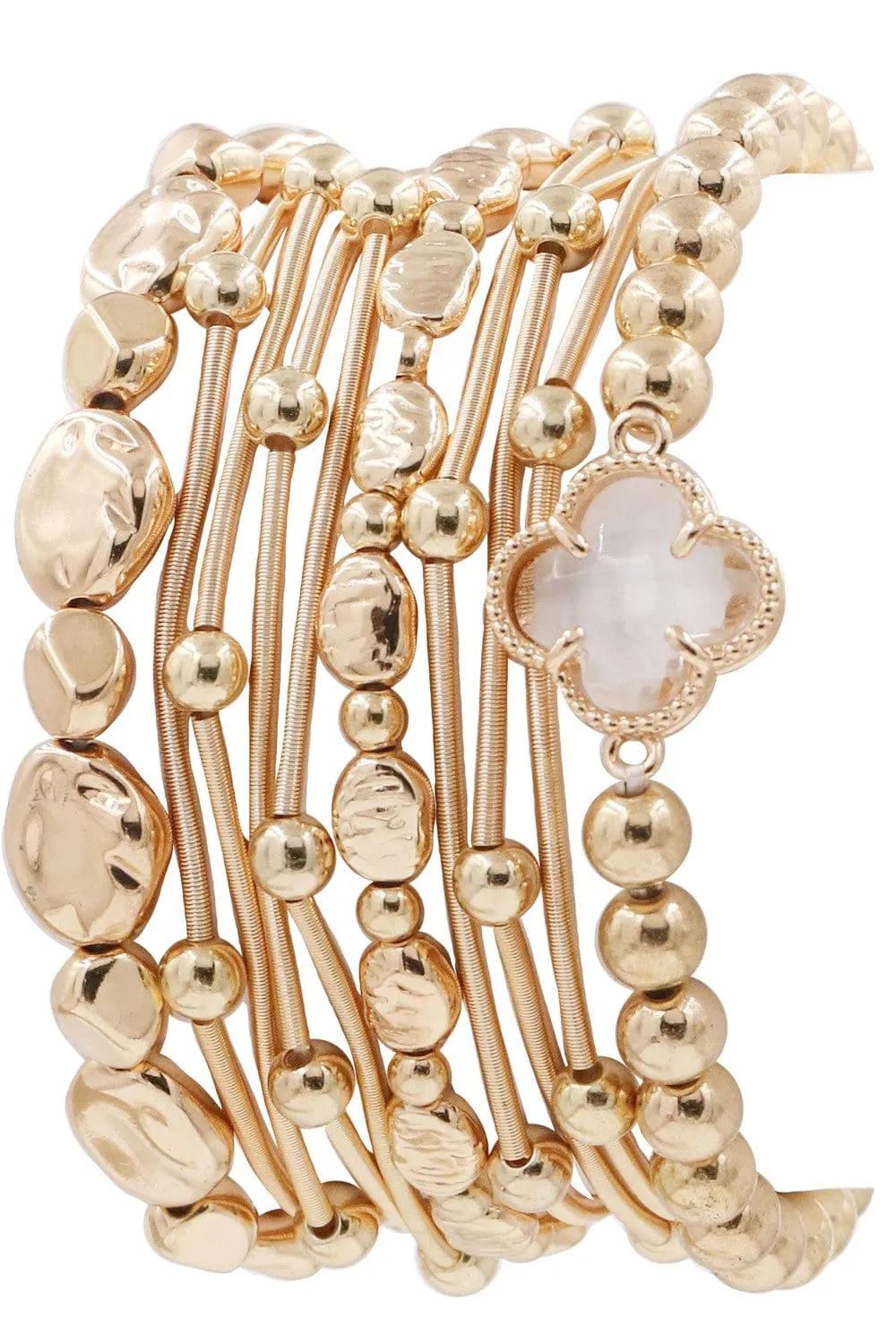 CB2214 Multi Clover Coil Beaded Bracelet