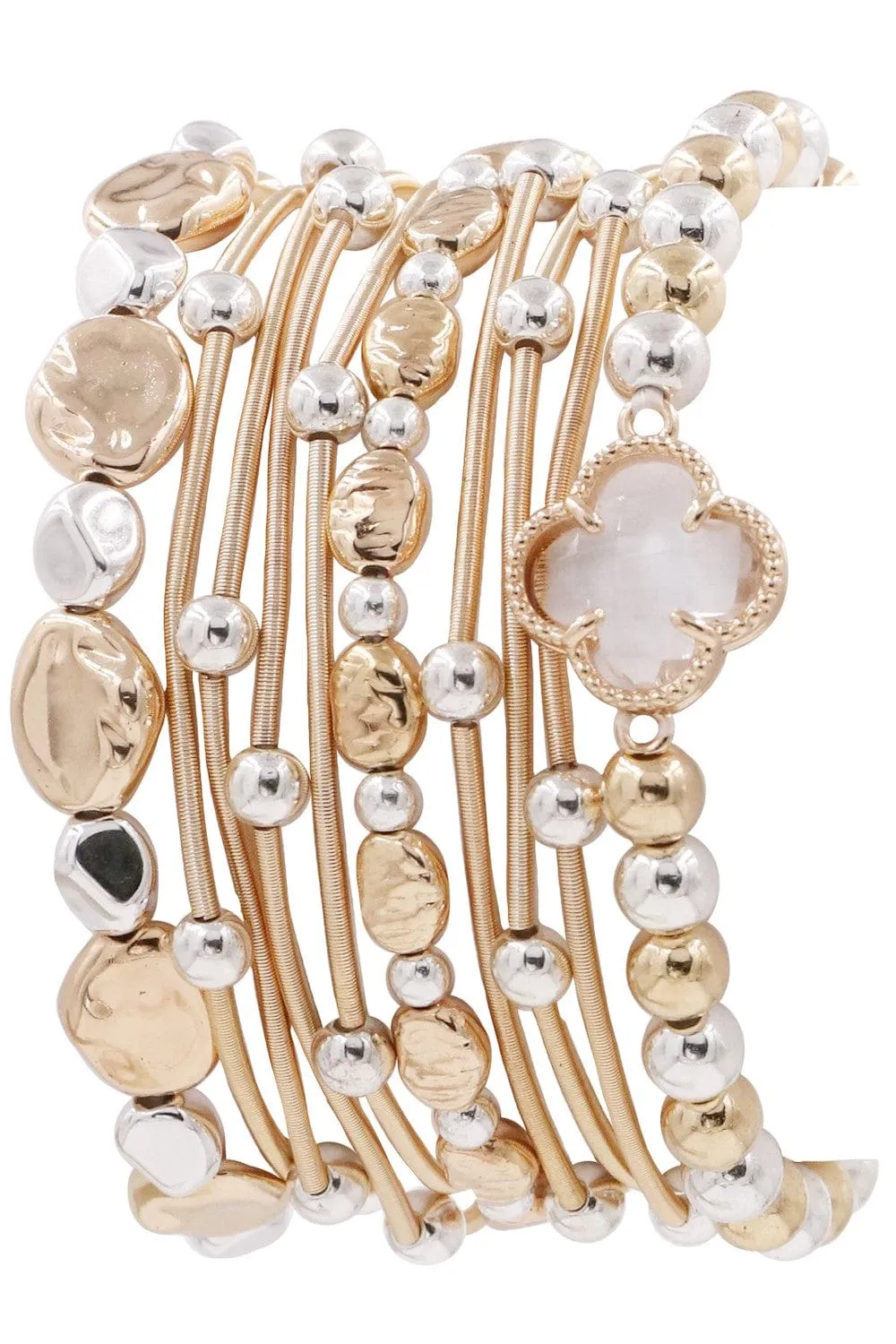 CB2214 Multi Clover Coil Beaded Bracelet