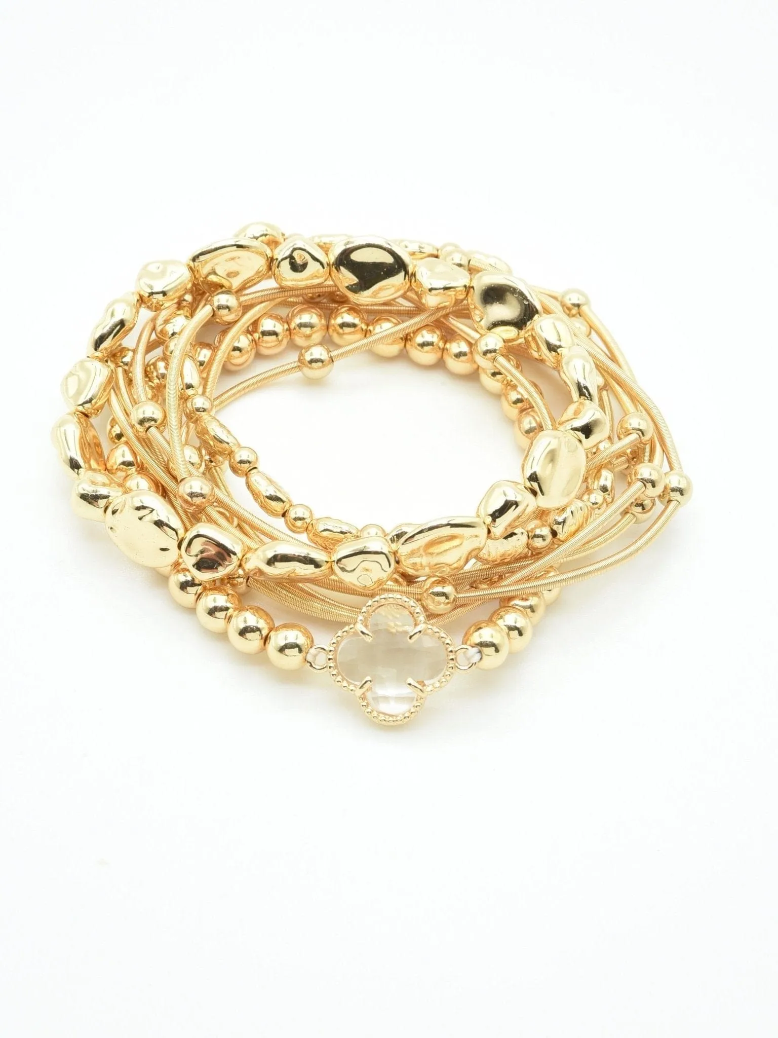 CB2214 Multi Clover Coil Beaded Bracelet